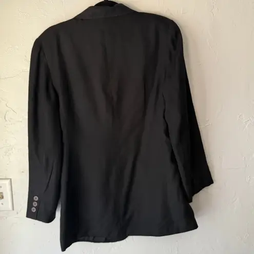 Mixit Vintage Black Silk Blazer Jacket Size 6 100% Pure Silk Classic Workwear