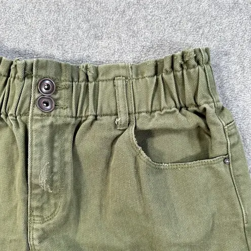 A loves A High Waisted Distressed Shorts Size 28 Army Green Denim Elastic Waist