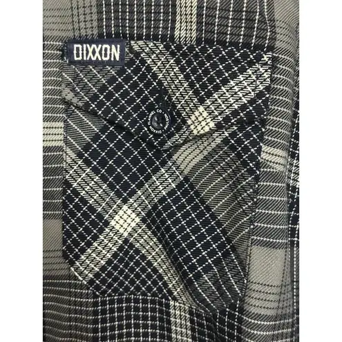 Dixxon Shirt Women’s Gray Blue The Paulson Plaid Button Up Flannel Pockets