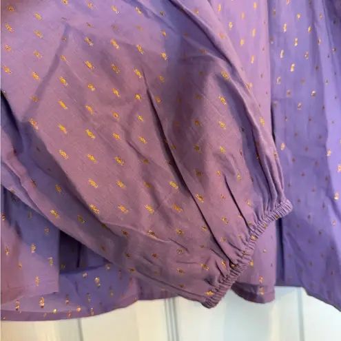 Emerson Fry India Collection Emmaline Lavendula Gold Dot Blouse size large Purple