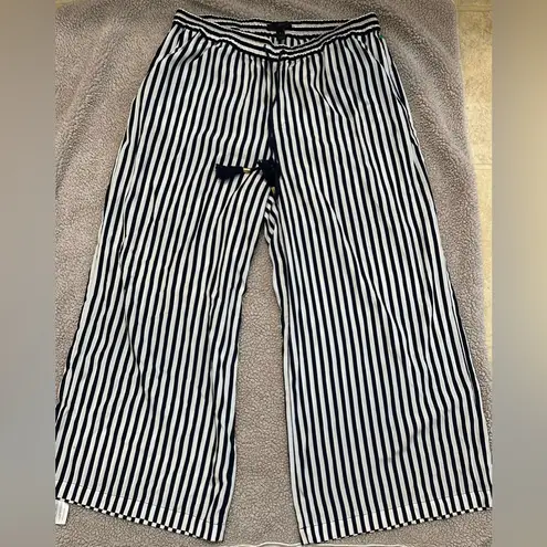 J.Crew  Navy and White Striped Wide-Leg Pants