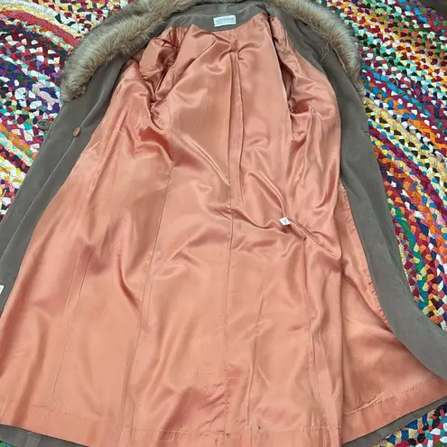 Vintage Union Made Alorna NY Taupe Fur Collar Man Made Cashmere Penny Lane Coat Tan Size undefined