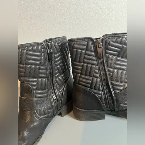 Calvin Klein Edgy Streetwear Rauline Black Quilted Ankle Moto Walden Boots Sz 9