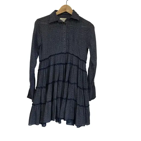 Denim & Supply Ralph Lauren Tiered Long Sleeve Collared Boho Mini Dress XS