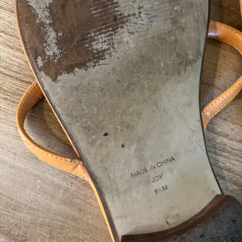 Amanda Smith Floral Embellished 90s Orange Leather Thong Sandals Size 8.5