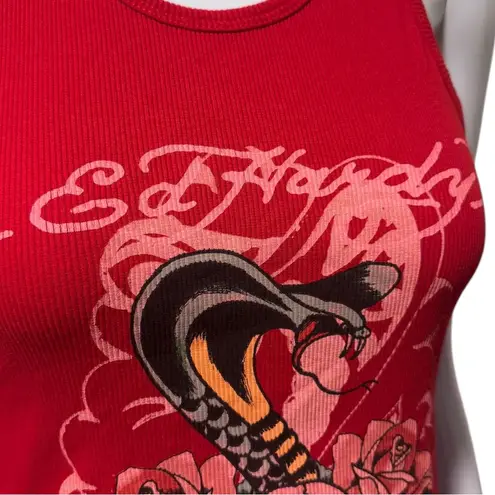 Ed Hardy Red Ribbed Bodycon Dress Size Small