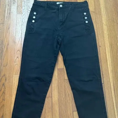 Elan black high rise stretch buttons detailing jeans, size M Y2K biker grunge