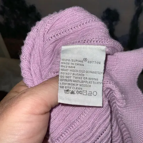 Foxcroft Lavendar/Lilac Sleeveless Cable Knit Round Neck Pullover Sweater L