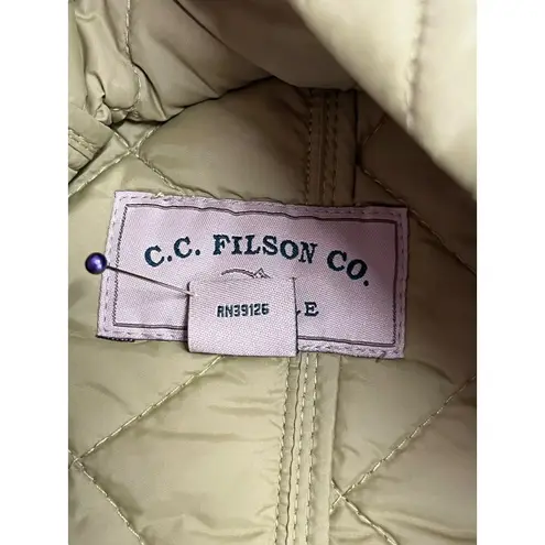 Filson Vest Womens Medium Green Quilted Nylon Snap Front Utility Outdoor Preppy