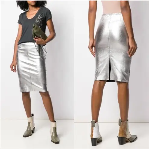 Zadig & Voltaire NWT Jaden Silver Skirt Size 34 US XS