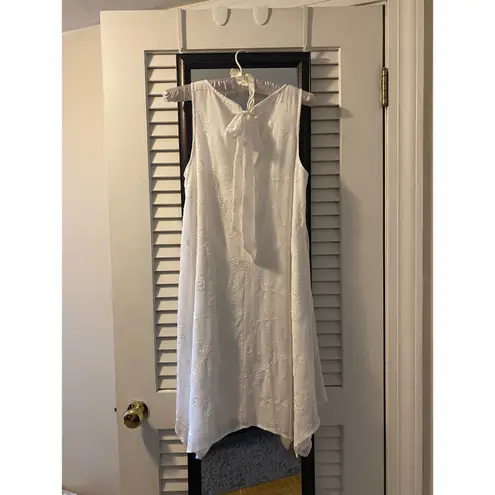 Elle White Dress with Embroidered Floral pattern