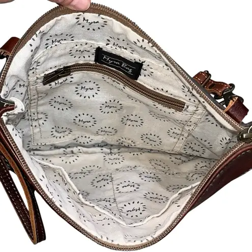 NEW Myra Bag Mix N Match Canvas & Leather Small Crossbody Clutch Purse Bag White