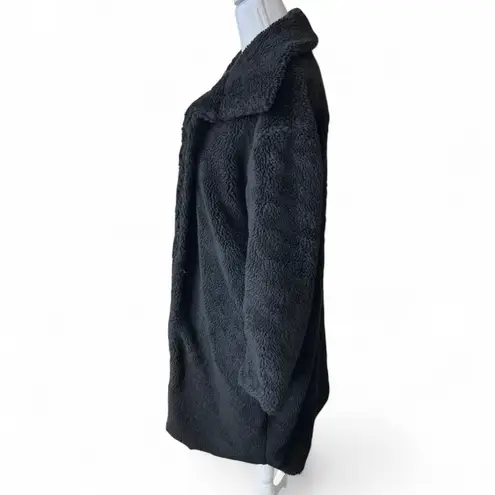 Lanshifei black teddy bear trench coat oversized winter chic minimalist cozy Size M