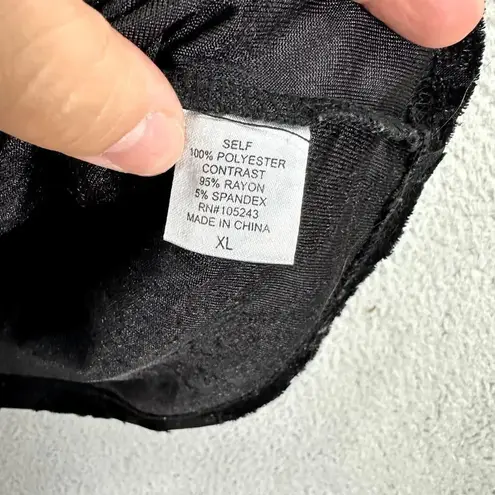 Bobeau black velvet burnout top womens XL geometric exposed zipper witchy grunge