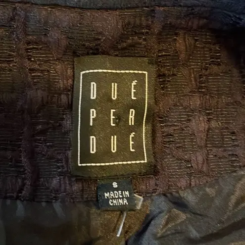 Due Per Due Purple Black Textured Fitted High Neck Zip Up Cropped Blazer Small