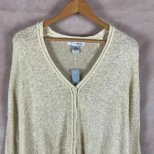 WD.NY Gold Metallic Asymmetrical Cardigan NWT MEDIUM