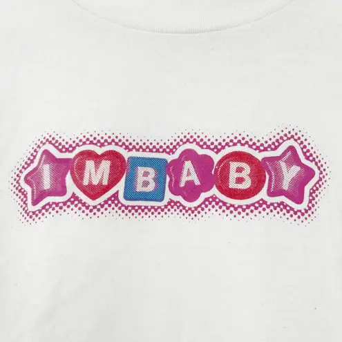 Baby Tate Merch Womens Im Baby White Crop Top Rap Tee Size M Star Heart Graphic Size M
