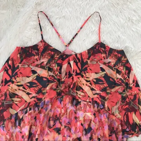 Catherine Malandrino Orange Pink Flowy Spaghetti Strap Tank Top Blouse Small