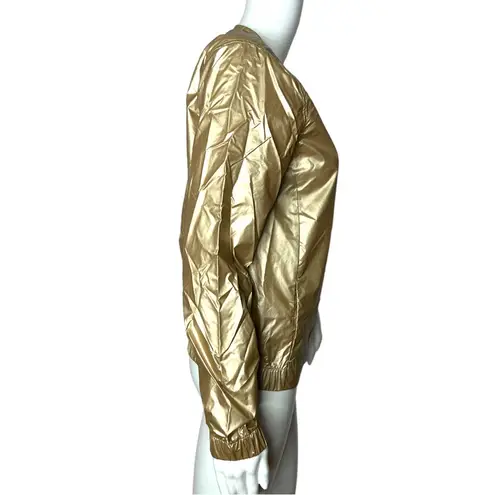 Zella Z by  Women's Shimmer Gold Athletic Jacket Full Zip Black Zipper