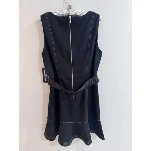 KARL LAGERFELD PARIS Women's Black Belted Scuba Crepe A