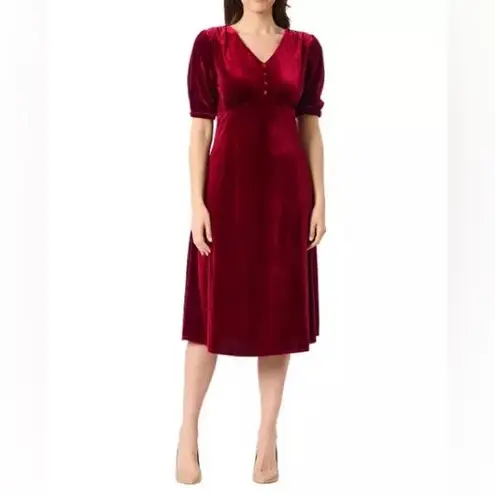 Briggs New York Briggs Womens Dress Dark Red Burgundy Velvet Pockets Soft Midweight,