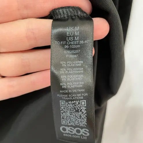 ASOS  Black Velvet Long Sleeve Blouse Womens M Fall Casual Goth Witchy Shirt thumbnail 3