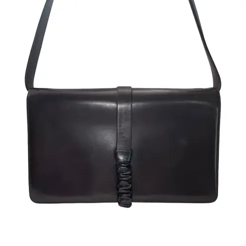 CELINE Vintage Céline Horsebit Logo Dark Brown Leather Shoulder Bag Made in Italy