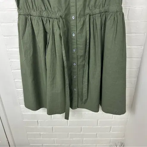 NWT Time + Tru Green Cotton Mini Flutter Shirtdress Size XL