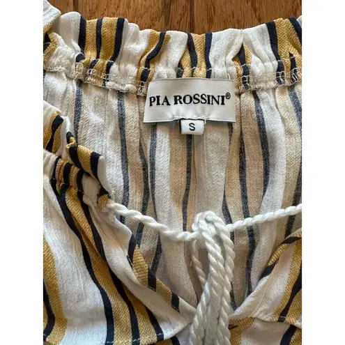 Pia Rossini Yellow Striped 2 Piece Wide Leg Pants Set Small