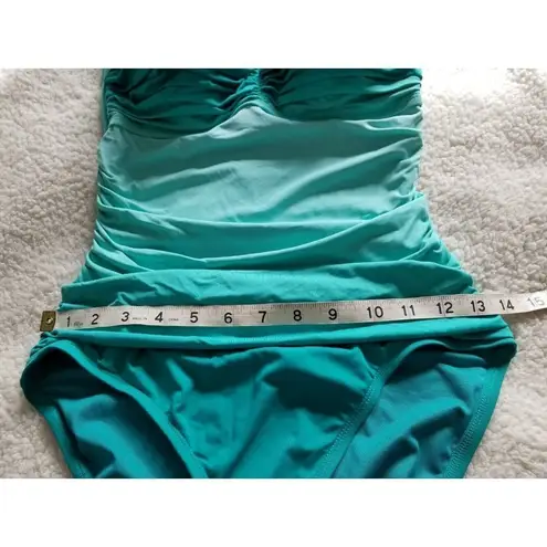 Bleu Rod Beattie Bleu by Rod Beattie Shirred Ombré One-Piece Swimsuit in Sea Dive Women's Size 6
