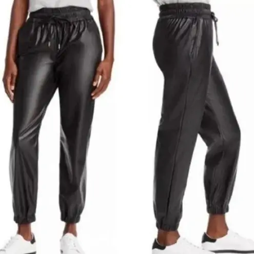 Badgley Mischka Studio Faux Leather Joggers With Side Pockets Size Small