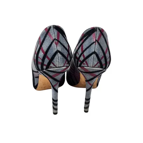 Jimmy Choo Canvas Abel Stiletto Heels Pointed Toe Pumps Multicolor Slip On Size 37 - Image 7