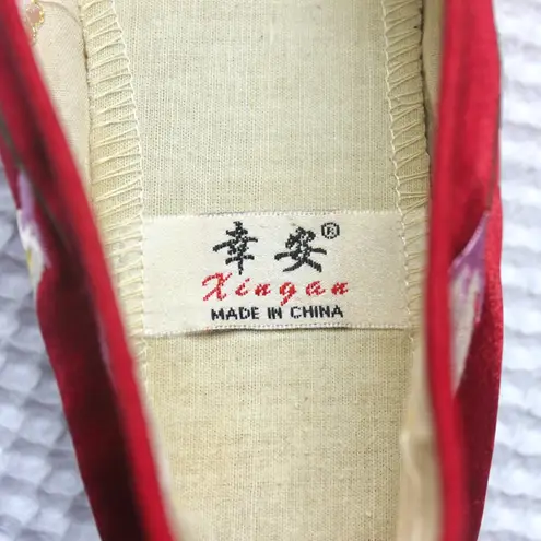 Xingqiu Red Chinese Embroidered Floral Shoes Ballet Flats Slippers 36 Size 6