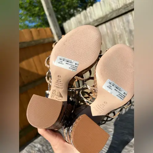 Schutz Schultz Julianna Block Sandal in Snake Brush Nude Caramel Size 6.5