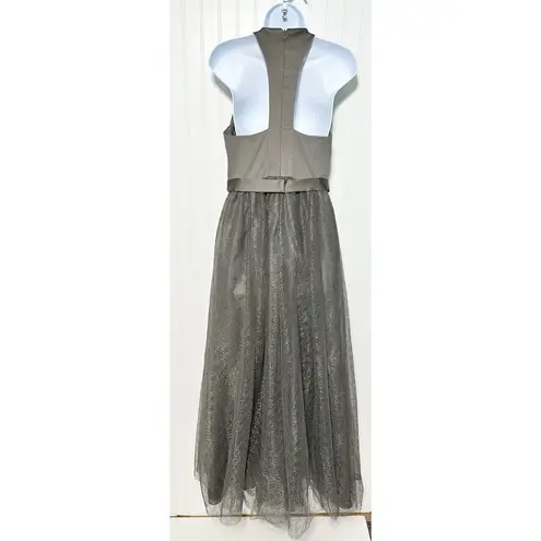 Vera Wang WHITE by  Halter Neck Gown Prom Bridesmaid Dress Charcoal Gray Size 4