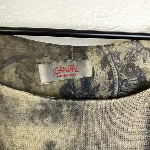 Scandal Italy Sweater Top Long Sleeve Knit Layered Lined Sheer Shirt Pleat Back* Brown Size M