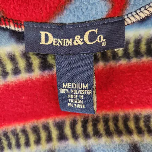 Denim & Co Womens Medium Aztec Print Full-Zip Fleece Collared Vest Polyester