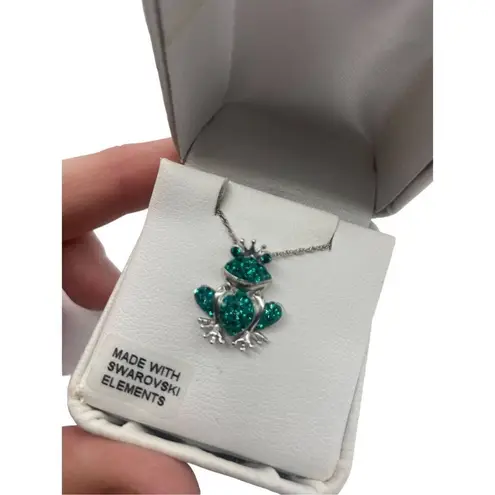 Sterling Silver Crystal Frog Pendant new in box