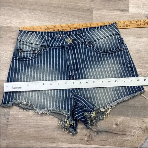 Freestyle Revolution Pinstriped Raw Hem High Rise Jean Shorts Juniors 7