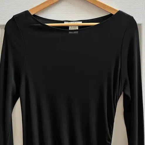 YSL Vintage Yves Saint Laurent Rive Gauche Black Bodycon Side Ruched Dress US 8