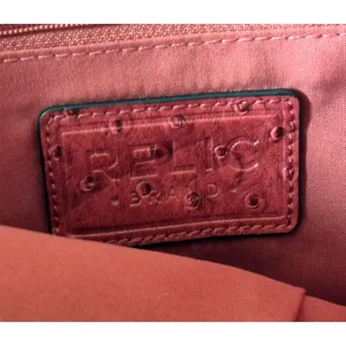 Relic Fossil Hot Pink Ostrich Faux Vegan Leather Shoulder Bag Clutch MINT
