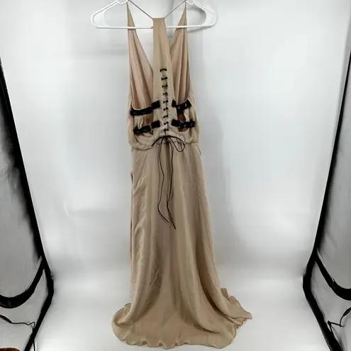 Haute Hippie Michelle Dress Halter Silk Cowl Georgette Racerback Harness 0 NWOT