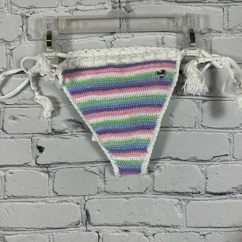 Capittana Women’s Trinidad Swim Bikini Bottoms Crocheted Rainbow Handmade S NWT