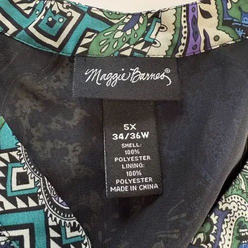 Maggie Barnes Colorful Floral Paisley Pullover 3/4 Sleeve Blouse Size 5X