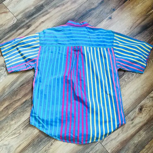 American Vintage Vintage 90s Casual Button Down Shirt Colorful Stripes Cotton Layering Medium