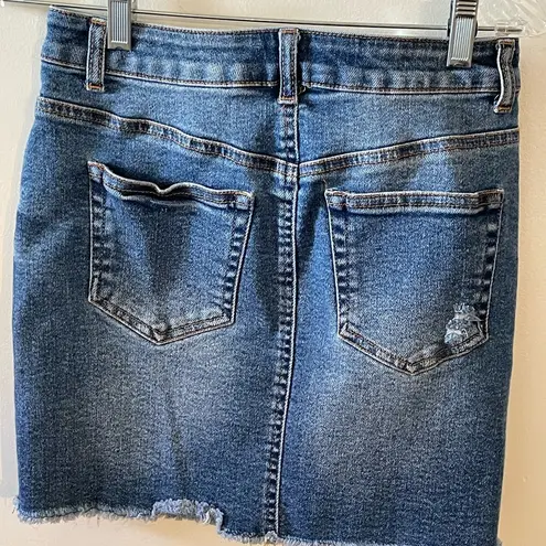 Wax Jean Distressed Denim Jean Skirt