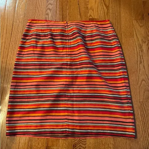 Chaus orange and Red stripped Skirt 100% silk size 14