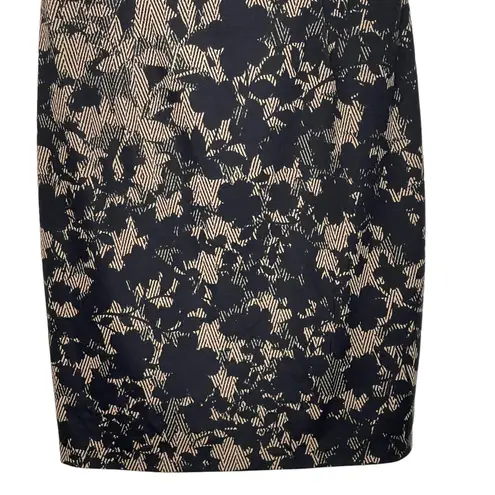 London Times Floral Sheath Stretch Midi Dress Cap Sleeve Tan Black Women 10 NWT - Image 3