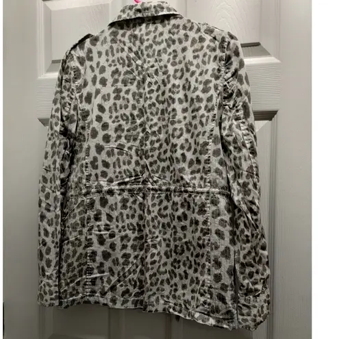 Velvet Tees Lily Aldridge for Velvet Size Small Aziya Leopard Print Army Utility Zip Jacket