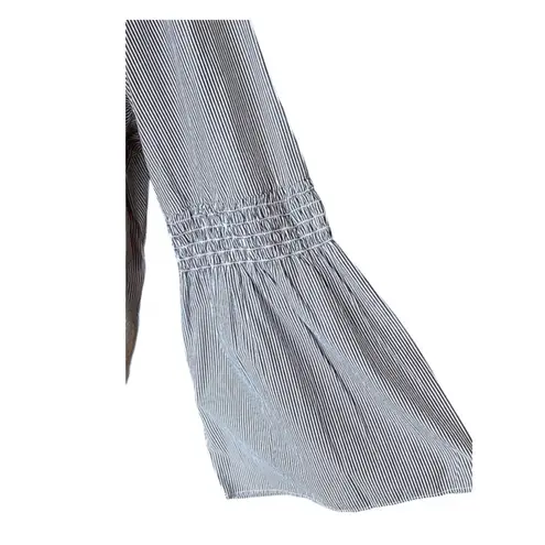 Falls Creek Crisp Cotton Blue & White Pinstripe Peasant Blouse ~ Plus Size 3X